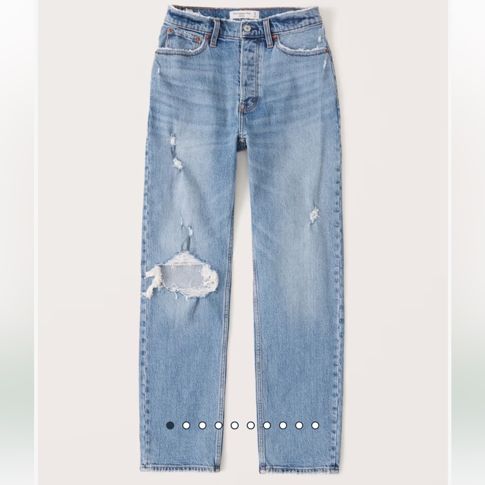 A&F High Rise Dad Jean in Light Destroy